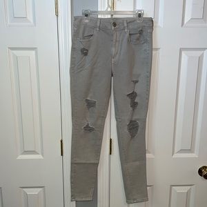 American Eagle gray ripped hi-rise Jeggings